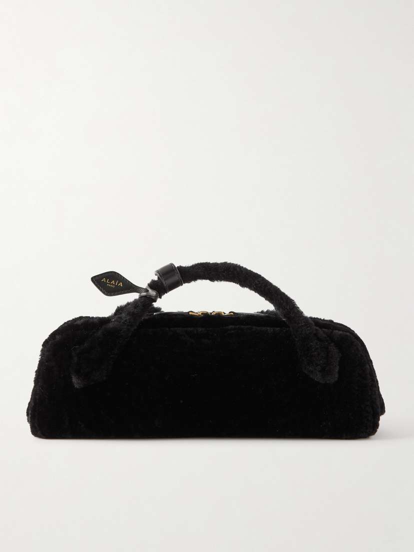 Alaïa Le Teckel Leather-trimmed Shearling Clutch
