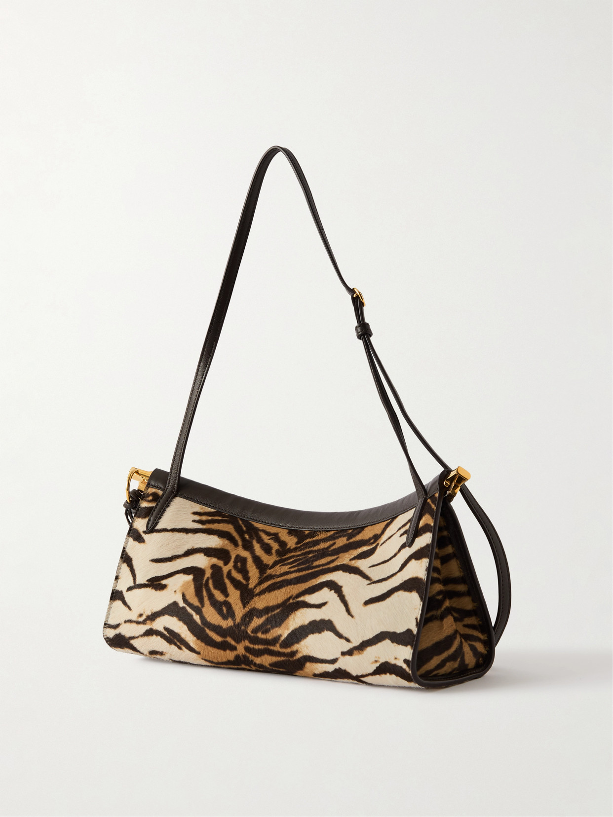 Alaïa Le Click Ew Medium Tiger-print Calf Hair And Leather Shoulder Bag In Multi