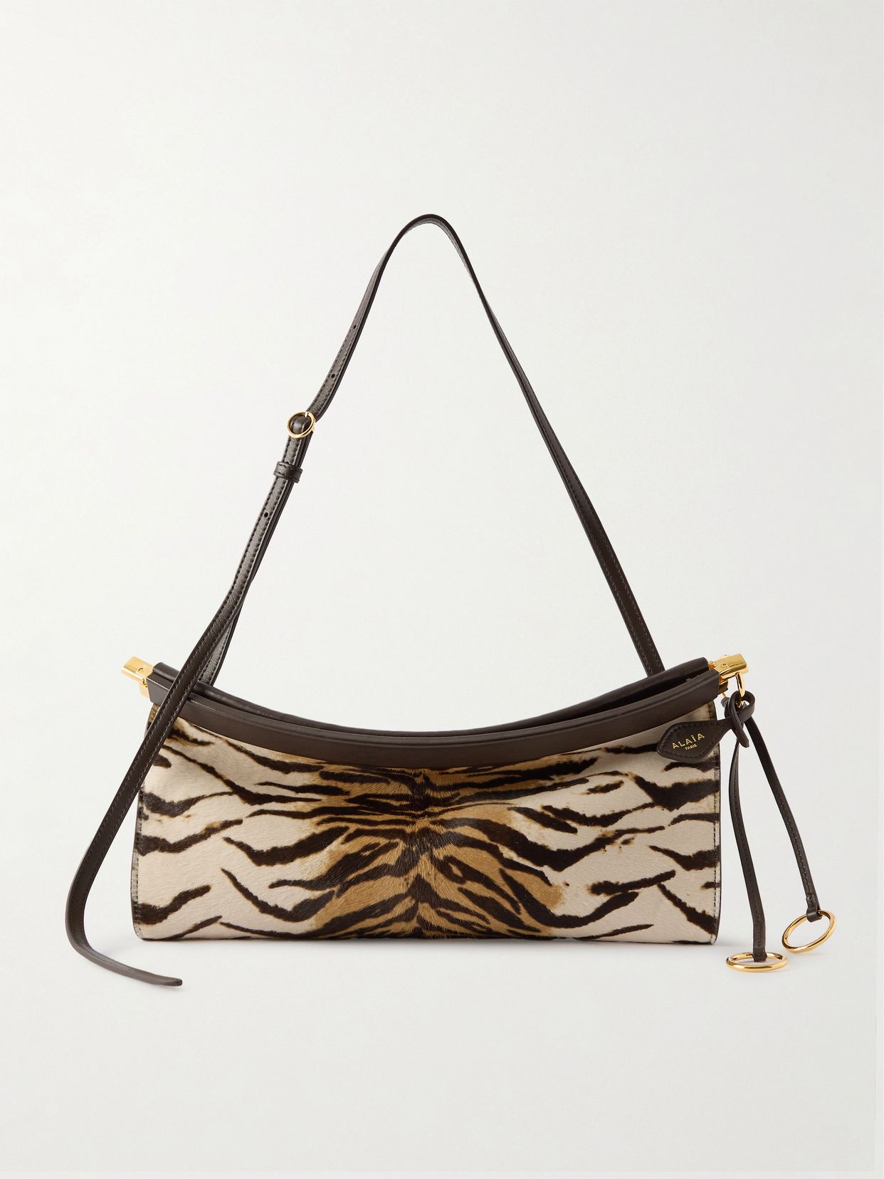 Le Click EW medium tiger-print calf hair and leather shoulder bag