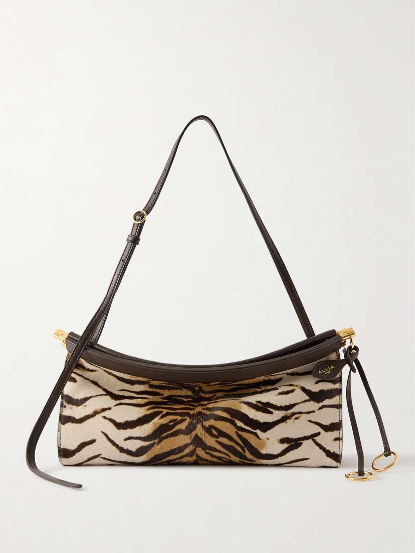 Alaïa Le Click Ew Medium Tiger-print Calf Hair And Leather Shoulder Bag