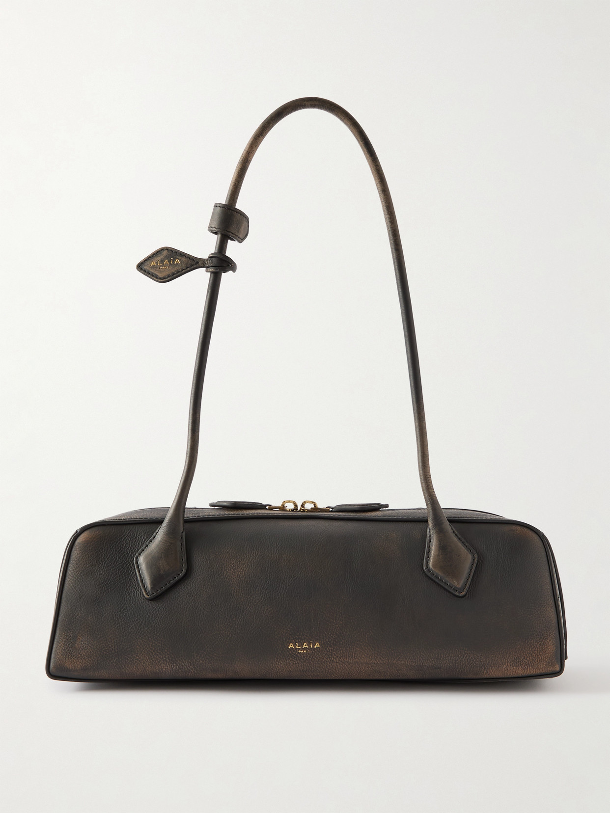Alaïa Le Teckel Medium Textured-leather Shoulder Bag In Brown