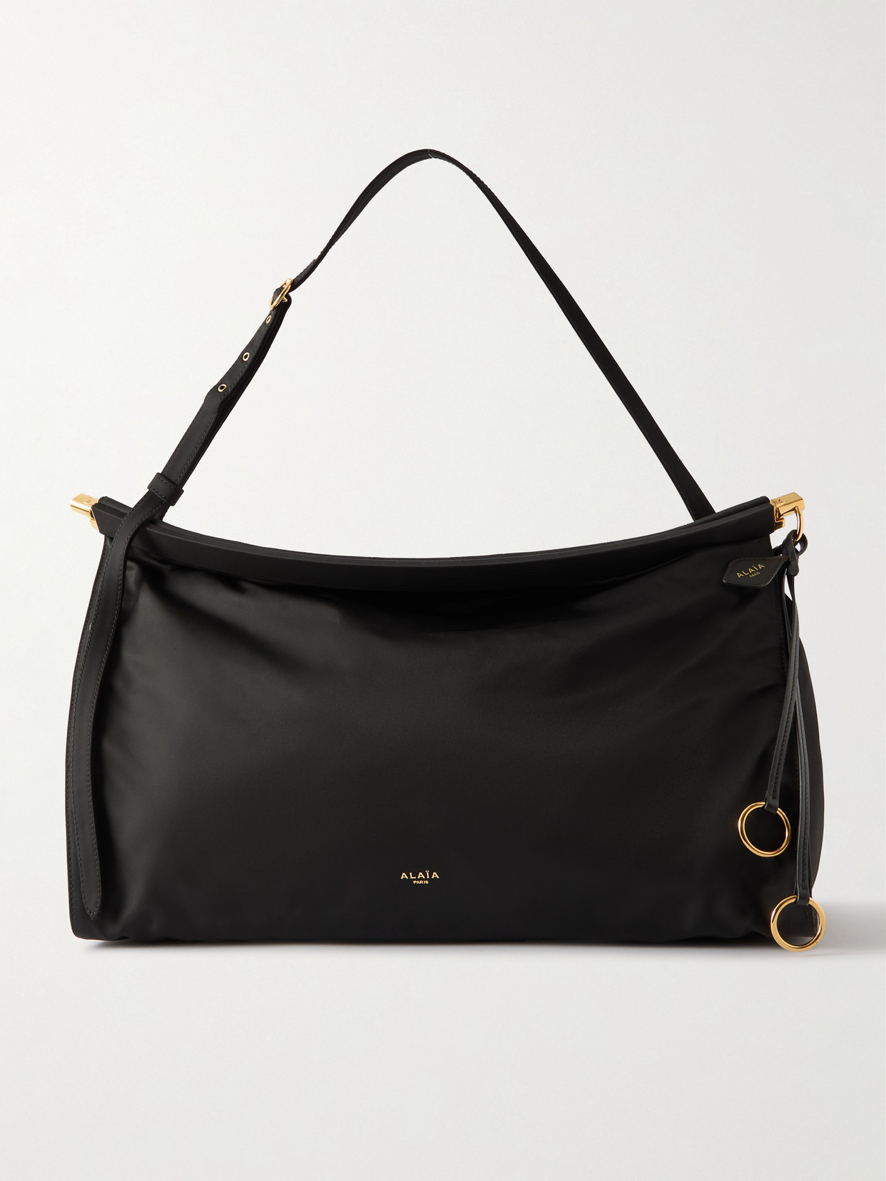 Alaïa Click E/w Large Leather-trimmed Shell Shoulder Bag In Black