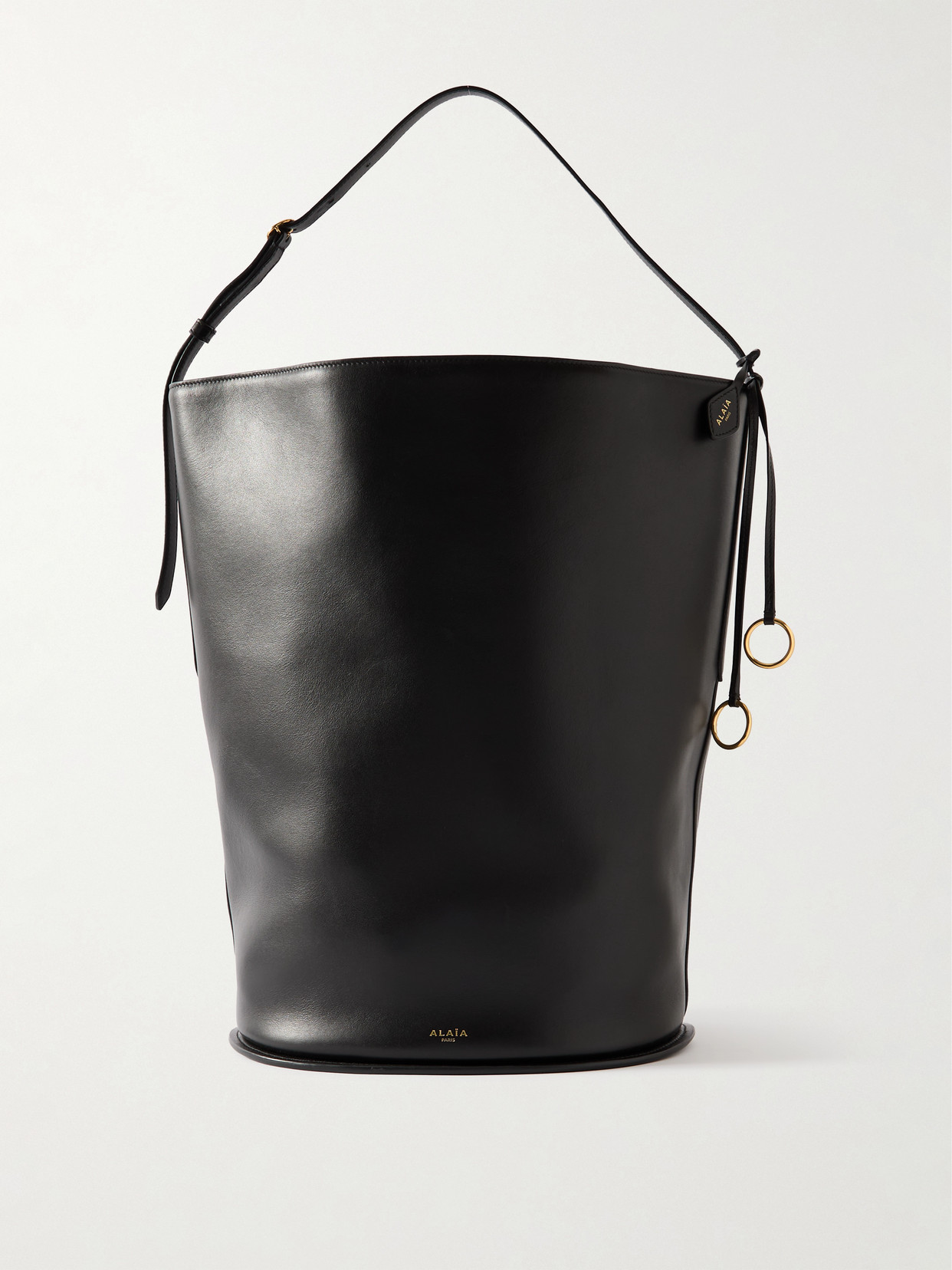 Alaïa Hip Large Leather Bucket Bag In Black