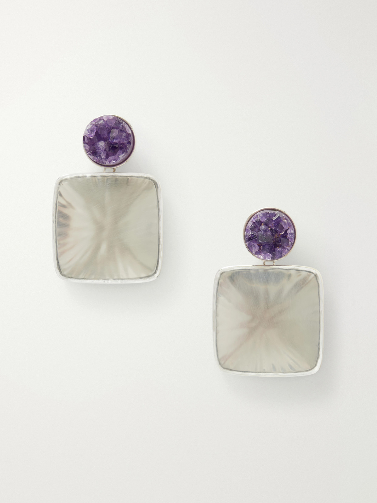 Alaïa Silver-tone, Amethyst And Plexiglass Earrings In Gray