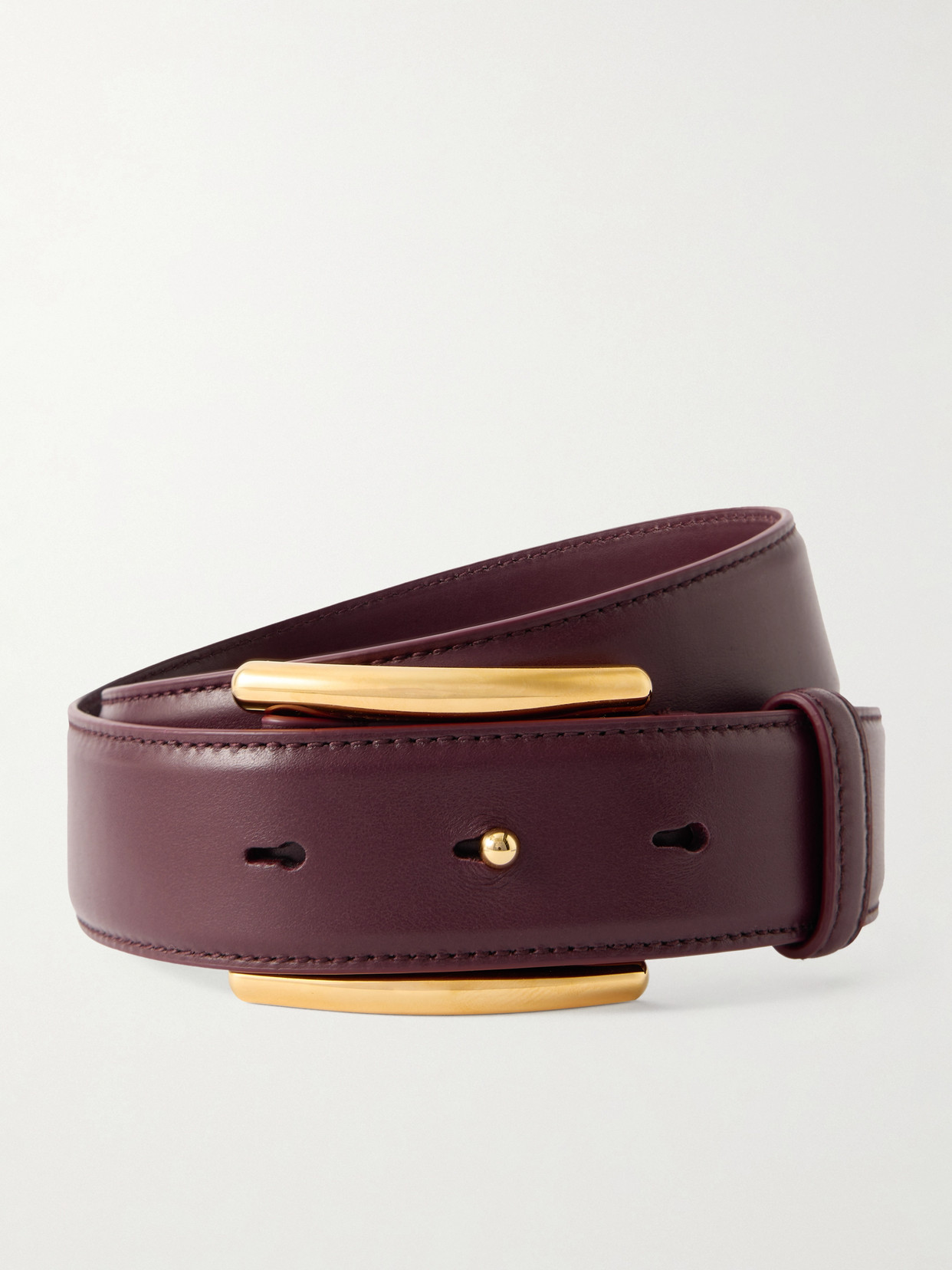 Alaïa Embellished Leather Belt In Burgundy