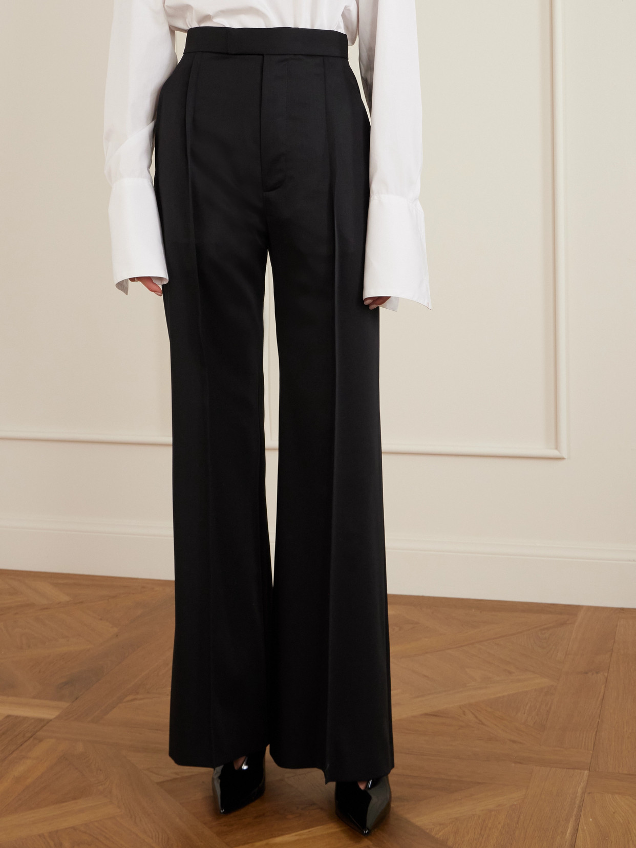 Vivienne Westwood Pleated Wool-twill Wide-leg Pants In Black