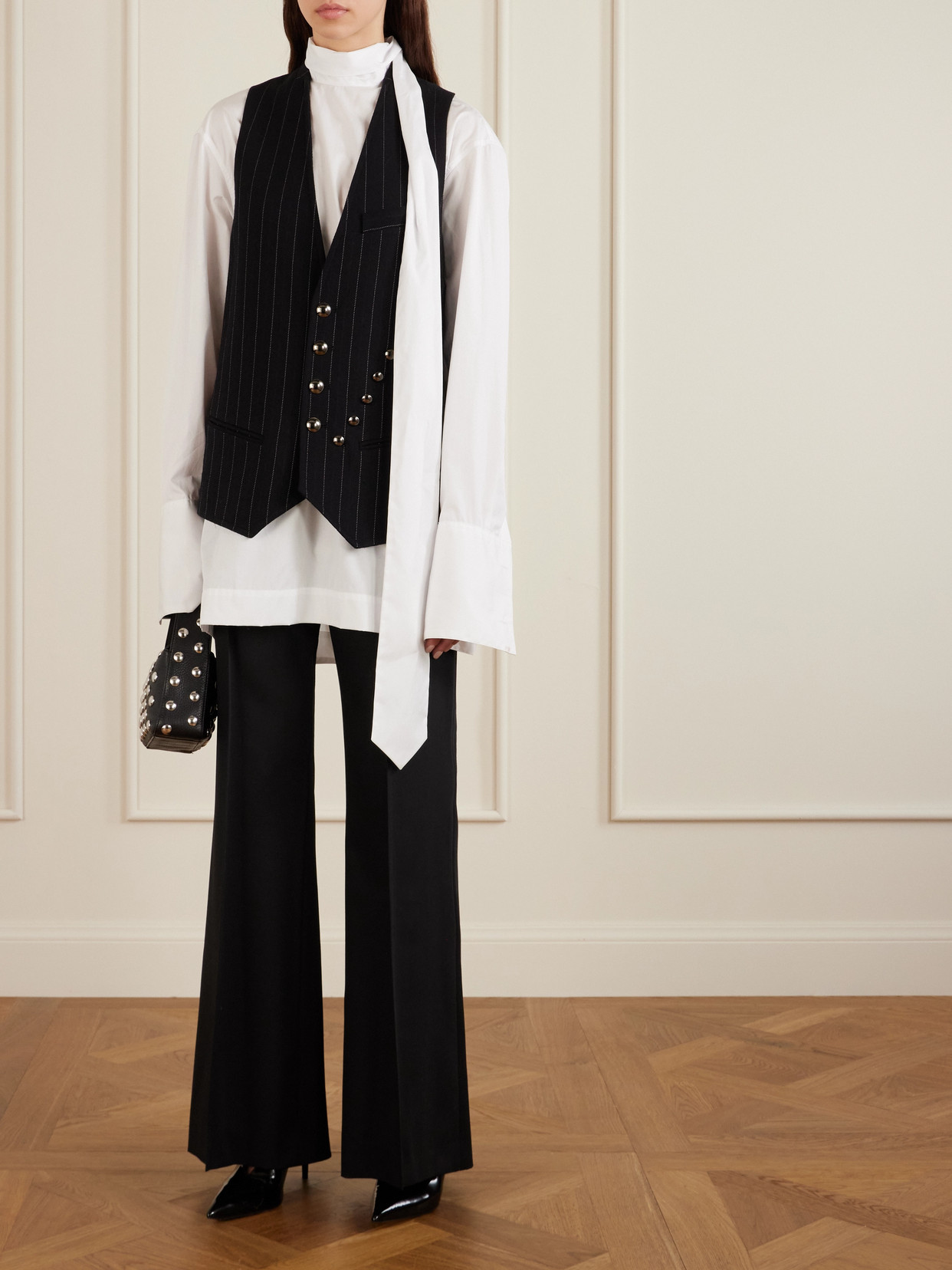 Vivienne Westwood Pleated Wool-twill Wide-leg Pants In Black