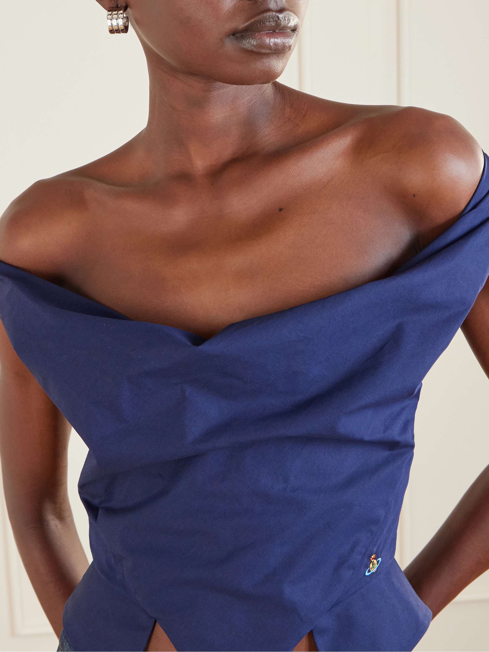 VIVIENNE WESTWOOD Sunday draped embroidered cotton-poplin top