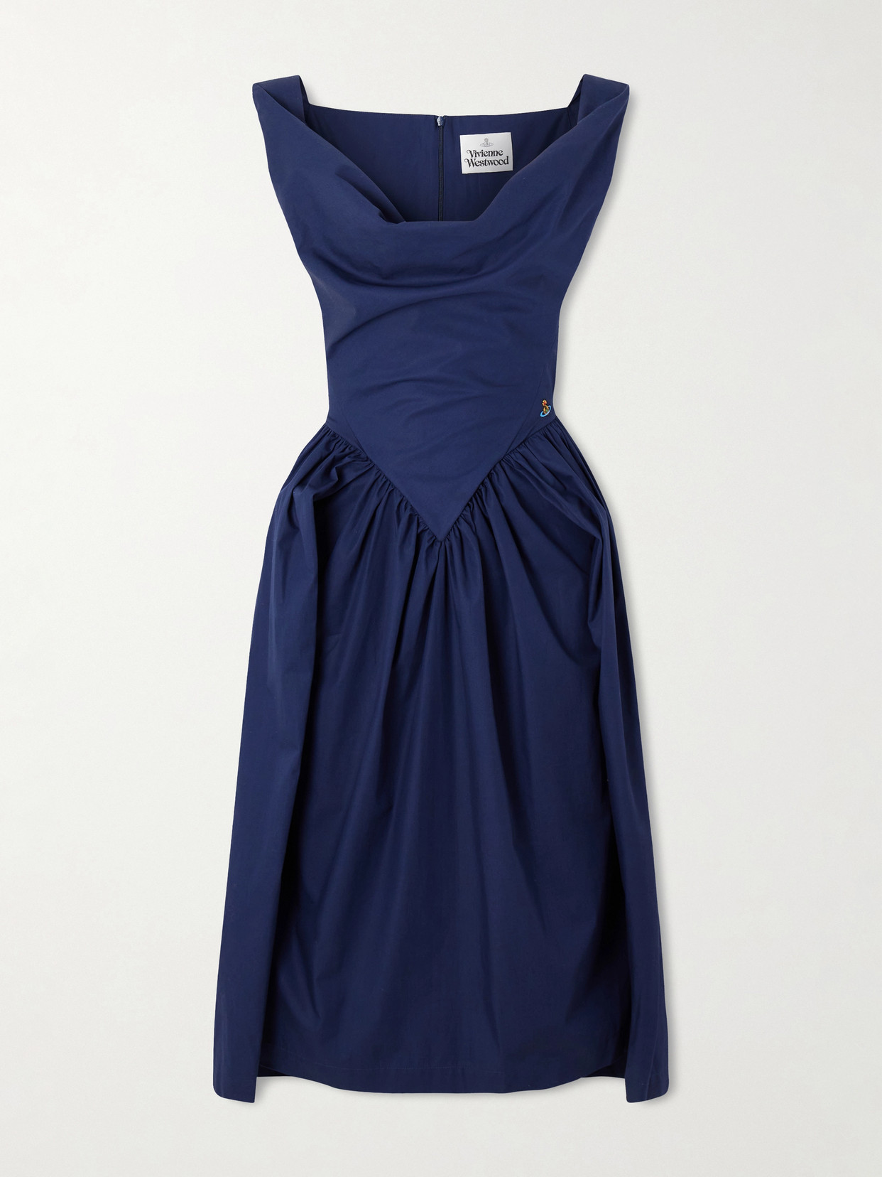 Vivienne Westwood Sunday Gathered Cotton-poplin Midi Dress In Blue