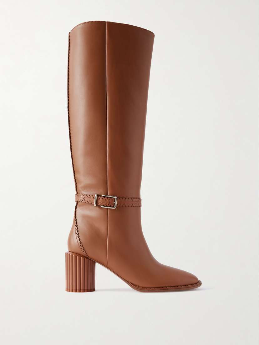 Zimmermann Eddie Buckled Scalloped Leather Knee Boots
