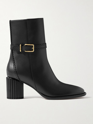 Zimmermann Eddie buckled scalloped leather ankle boots