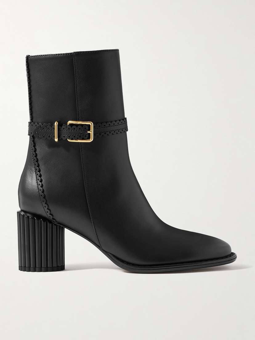 Zimmermann Eddie Buckled Scalloped Leather Ankle Boots