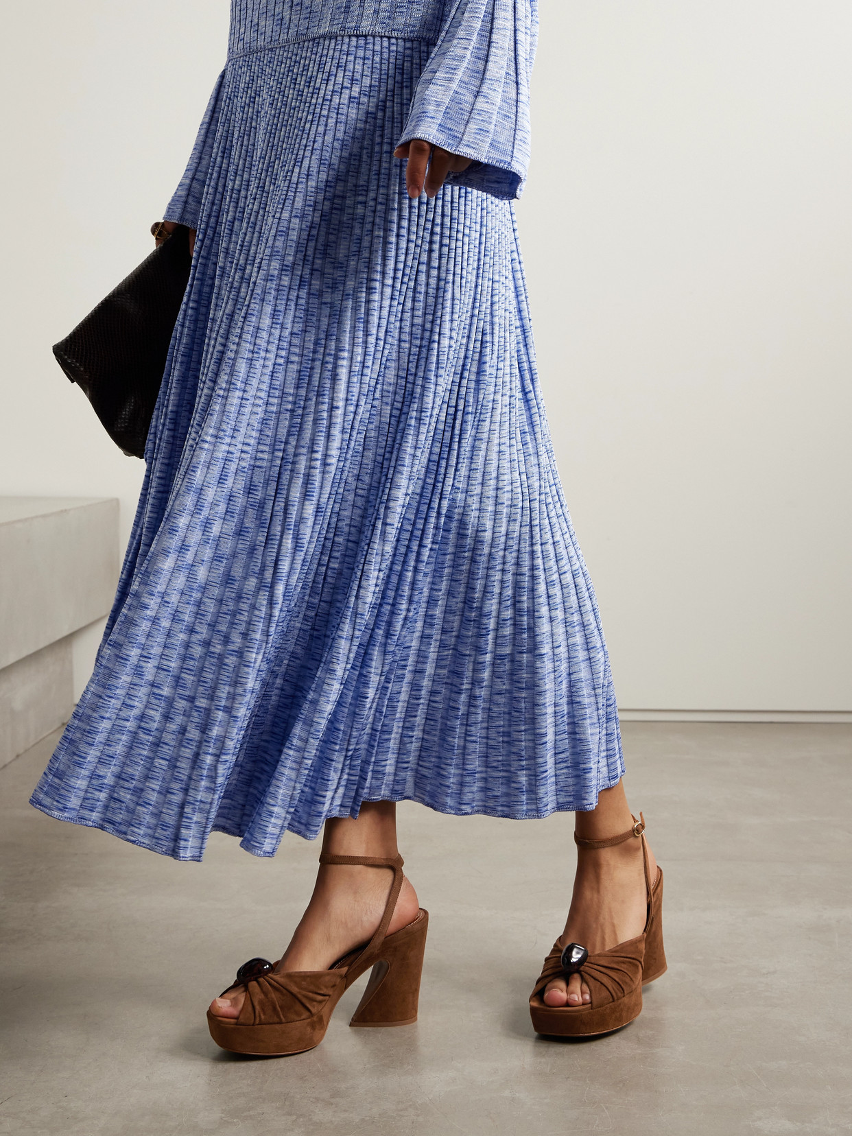 Zimmermann Gleam Embellished Gathered Suede Platform Sandals In Brown