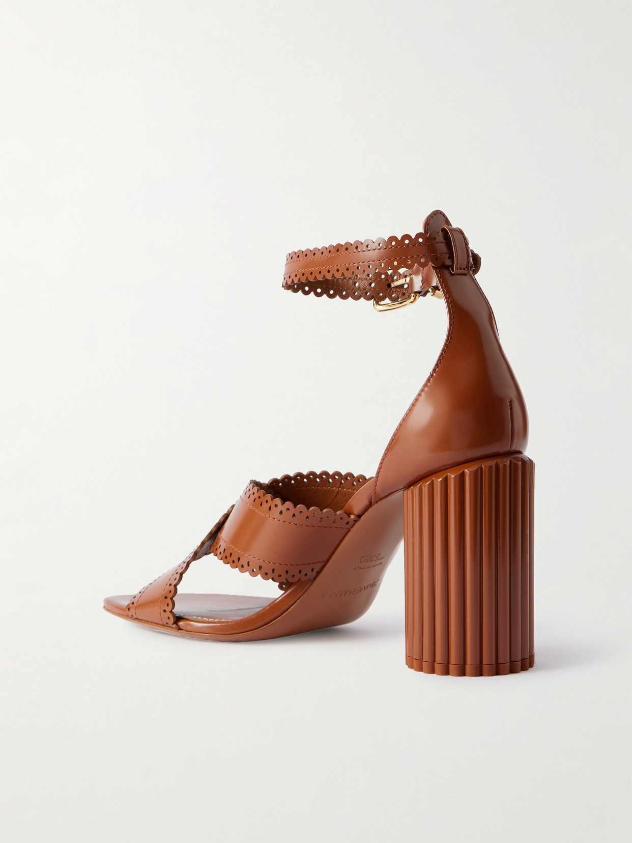 Zimmermann Eddie Scalloped Leather Sandals In Brown