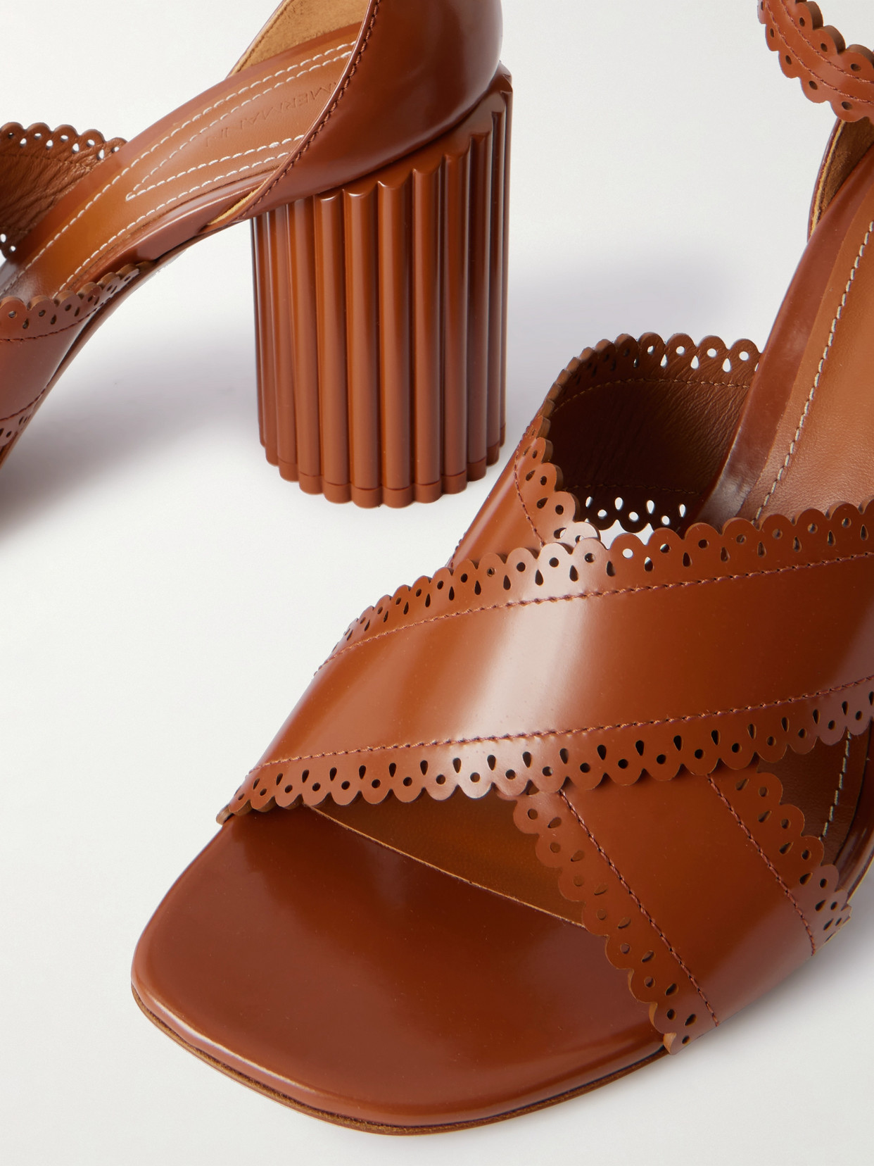 Zimmermann Eddie Scalloped Leather Sandals In Brown