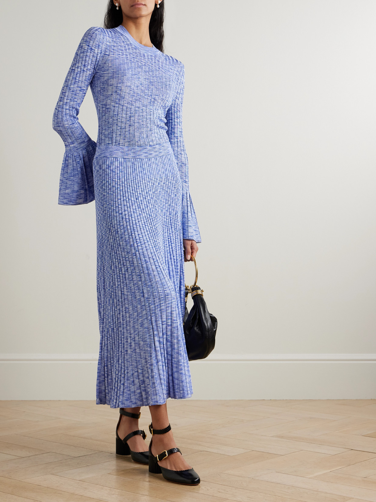 Mouline Ribbed-Knit Midi