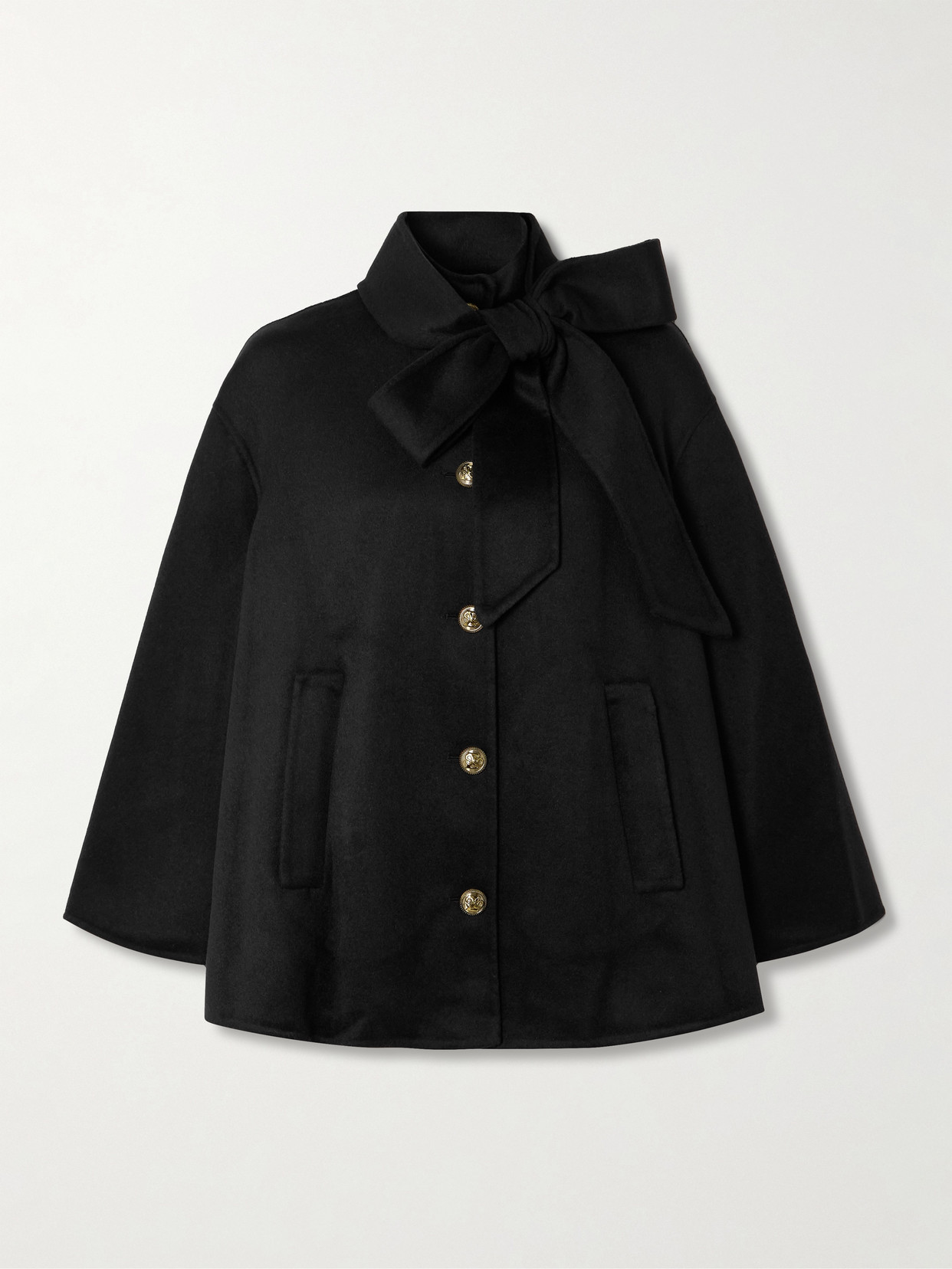 Zimmermann Hypnotic Bow-detailed Wool-blend Felt Coat In Black