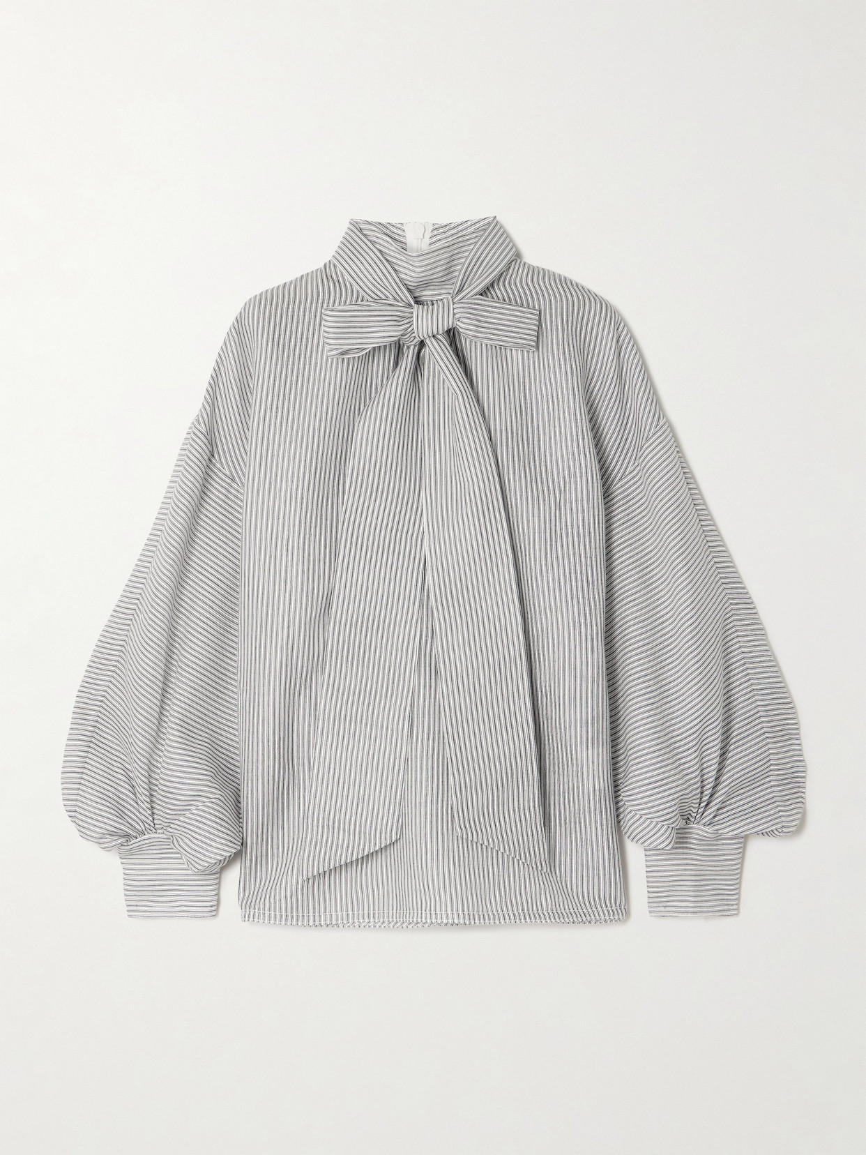 Zimmermann Pussy-bow Striped Cotton And Silk-blend Blouse In Multi