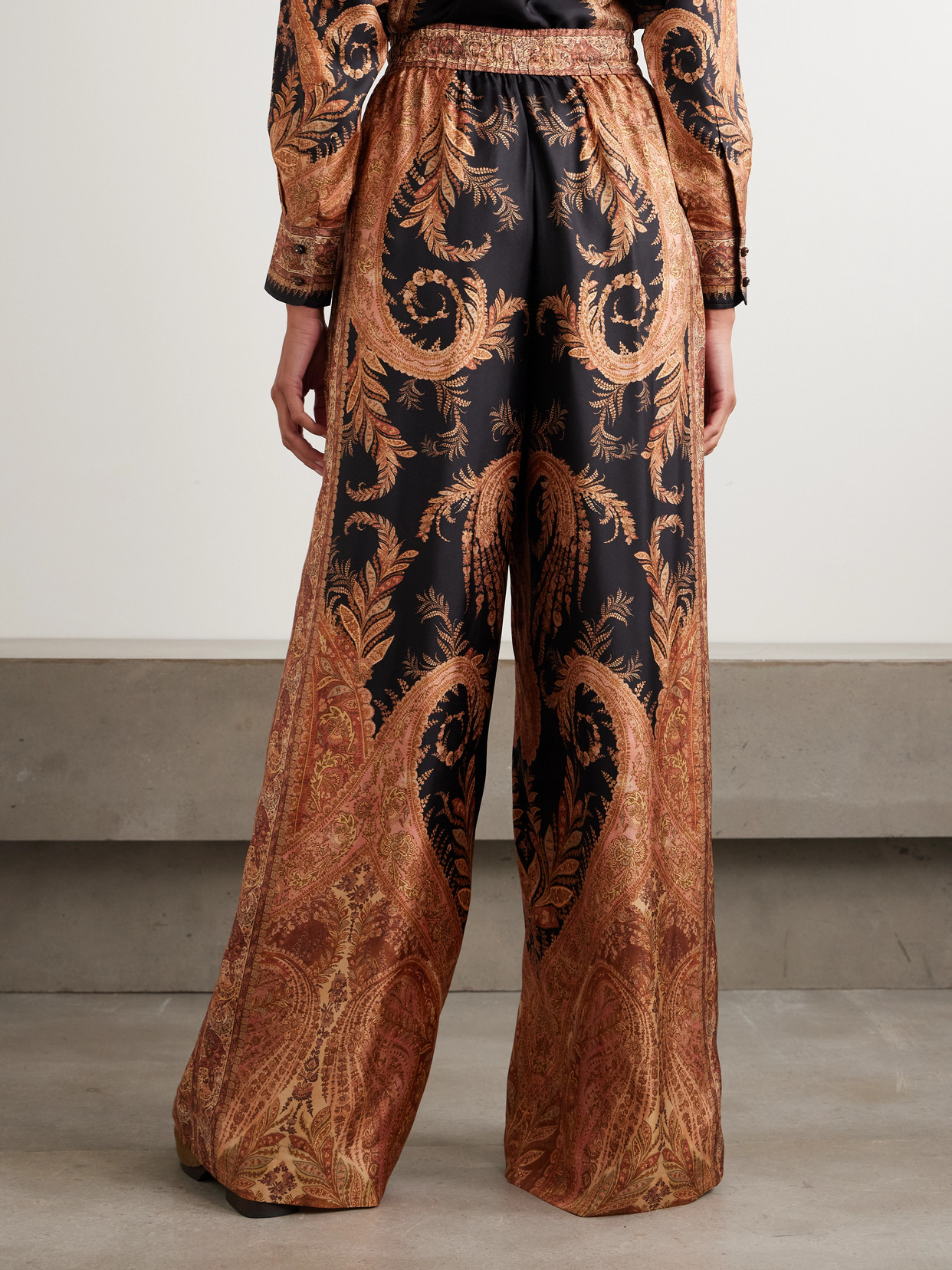 Zimmermann Multicolor Pants With Belt And All-over Paisley Motif In Silk Woman In Multi