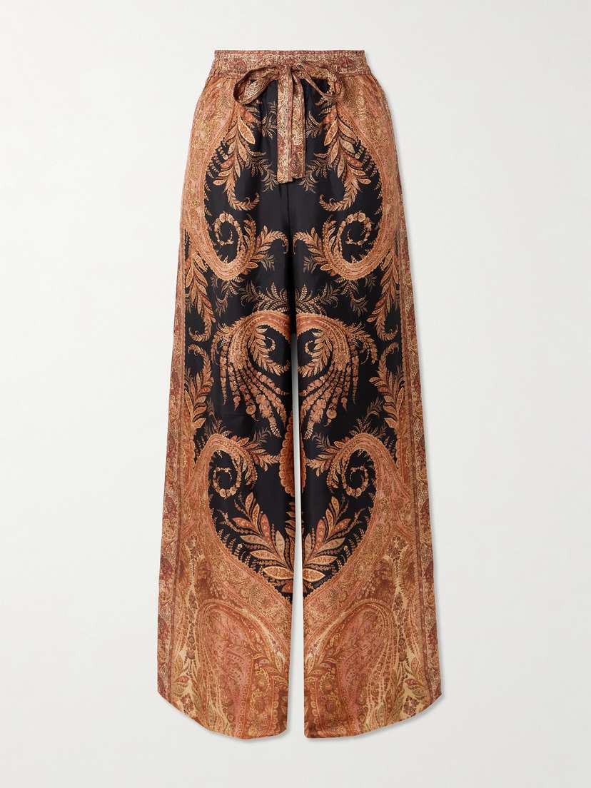 Zimmermann Hypnotic Paisley-print Silk Wide-leg Pants