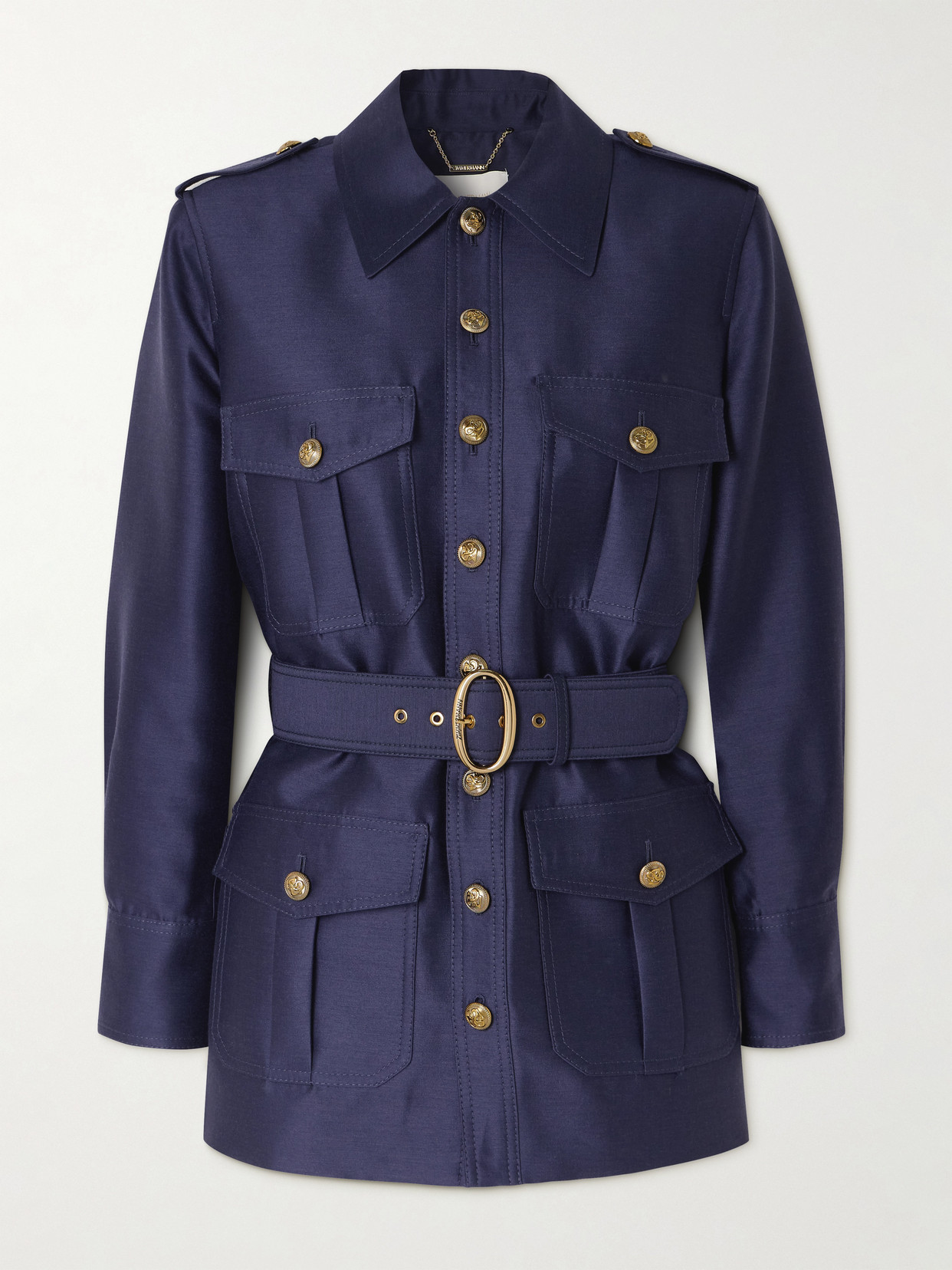 Zimmermann Belted Wool And Silk-blend Jacket In Blue