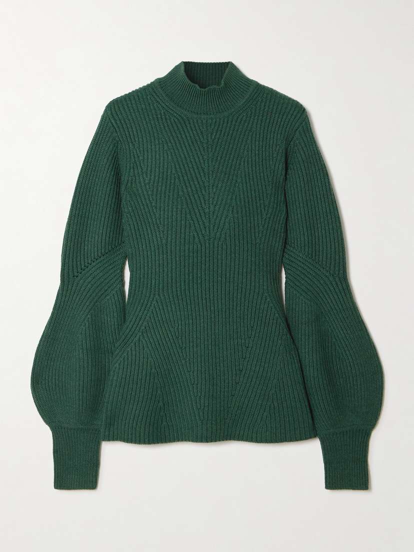 Zimmermann Ribbed Wool Peplum Sweater