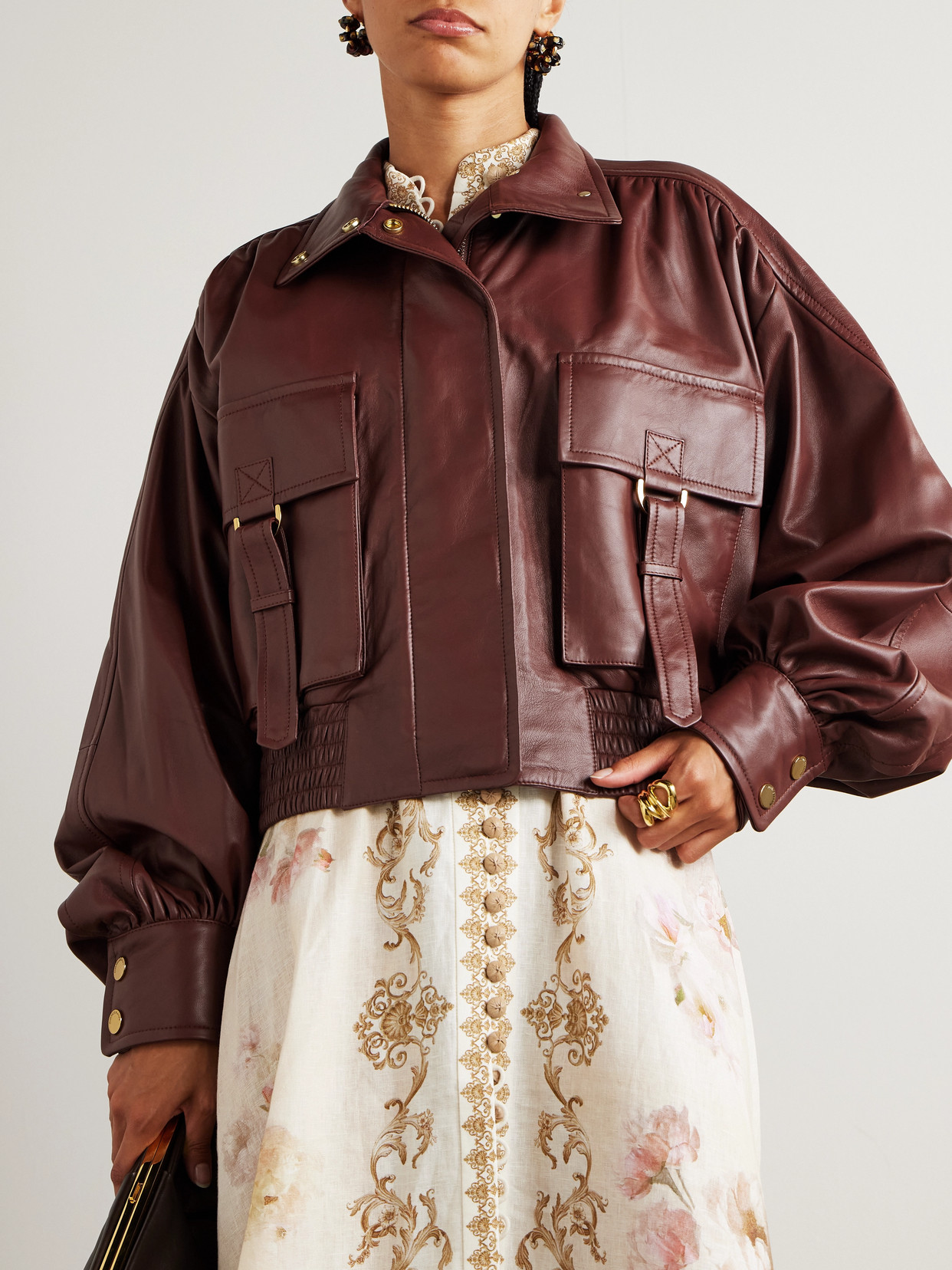 Zimmermann Story 1 Leather Biker Jacket In Brown