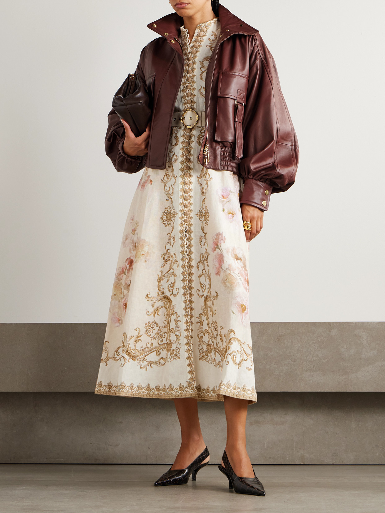 Zimmermann Story 1 Leather Biker Jacket In Brown