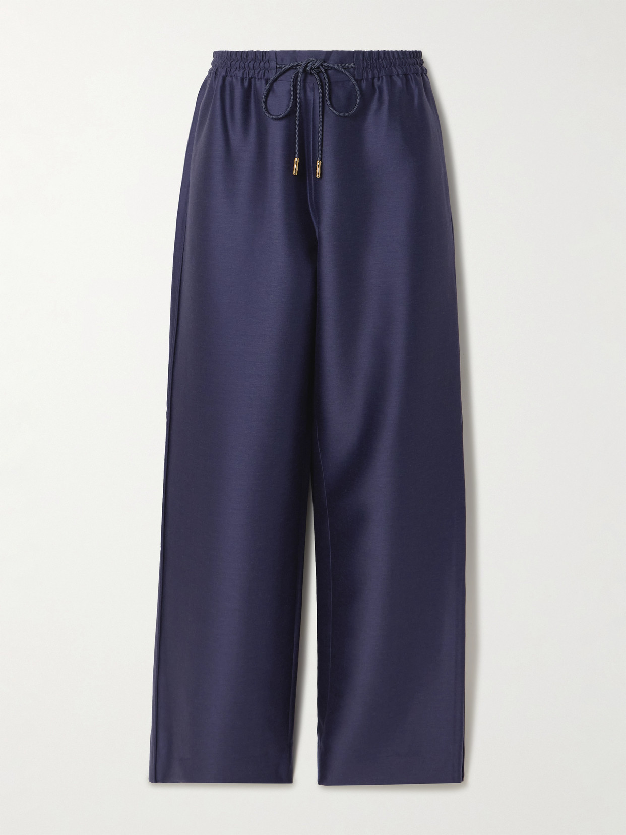 Zimmermann Wool And Silk-blend Wide-leg Pants In Blue