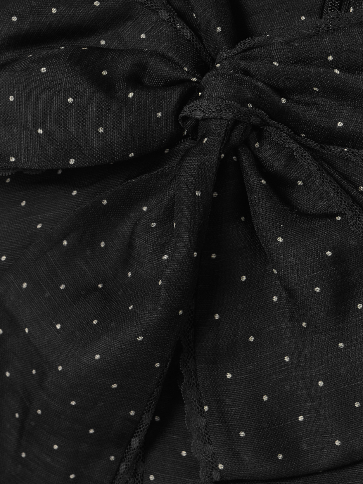 Zimmermann Pussy-bow Lace-trimmed Polka-dot Linen And Silk-blend Organza Blouse In Black