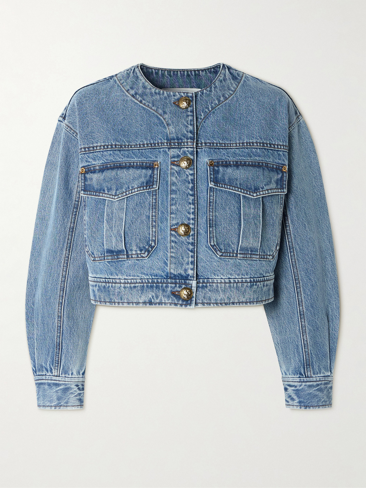 Zimmermann Cropped Denim Jacket In Blue