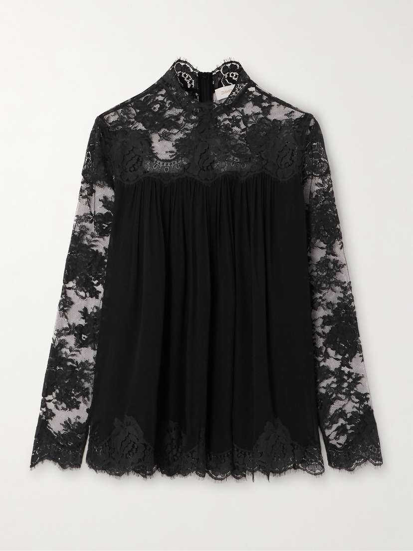 Zimmermann Hypnotic Lace-trimmed Chiffon Blouse