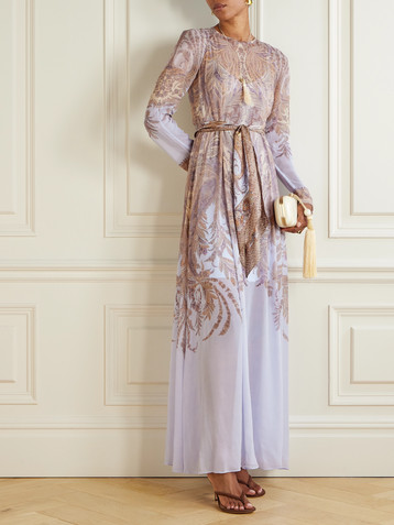 Zimmermann Belted printed chiffon maxi dress