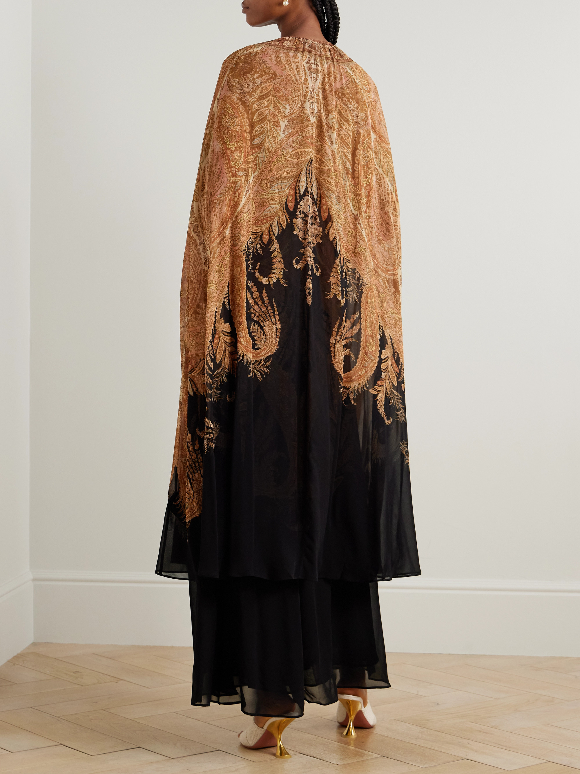 Zimmermann Hypnotic cape-effect paisley-print crepe de chine maxi dress