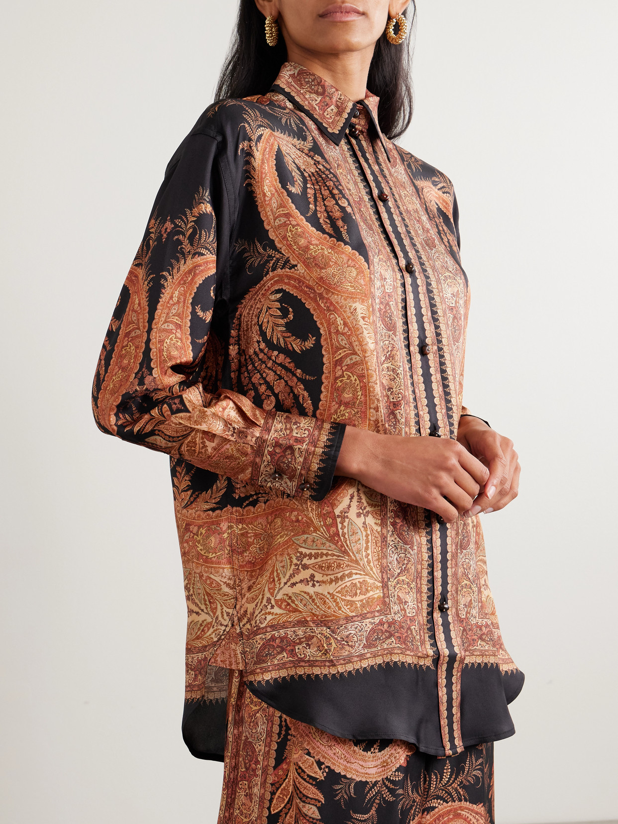Zimmermann Longline Paisley Pattern Top In Brown