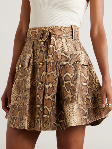 Zimmermann Printed silk and cotton-blend mini skirt