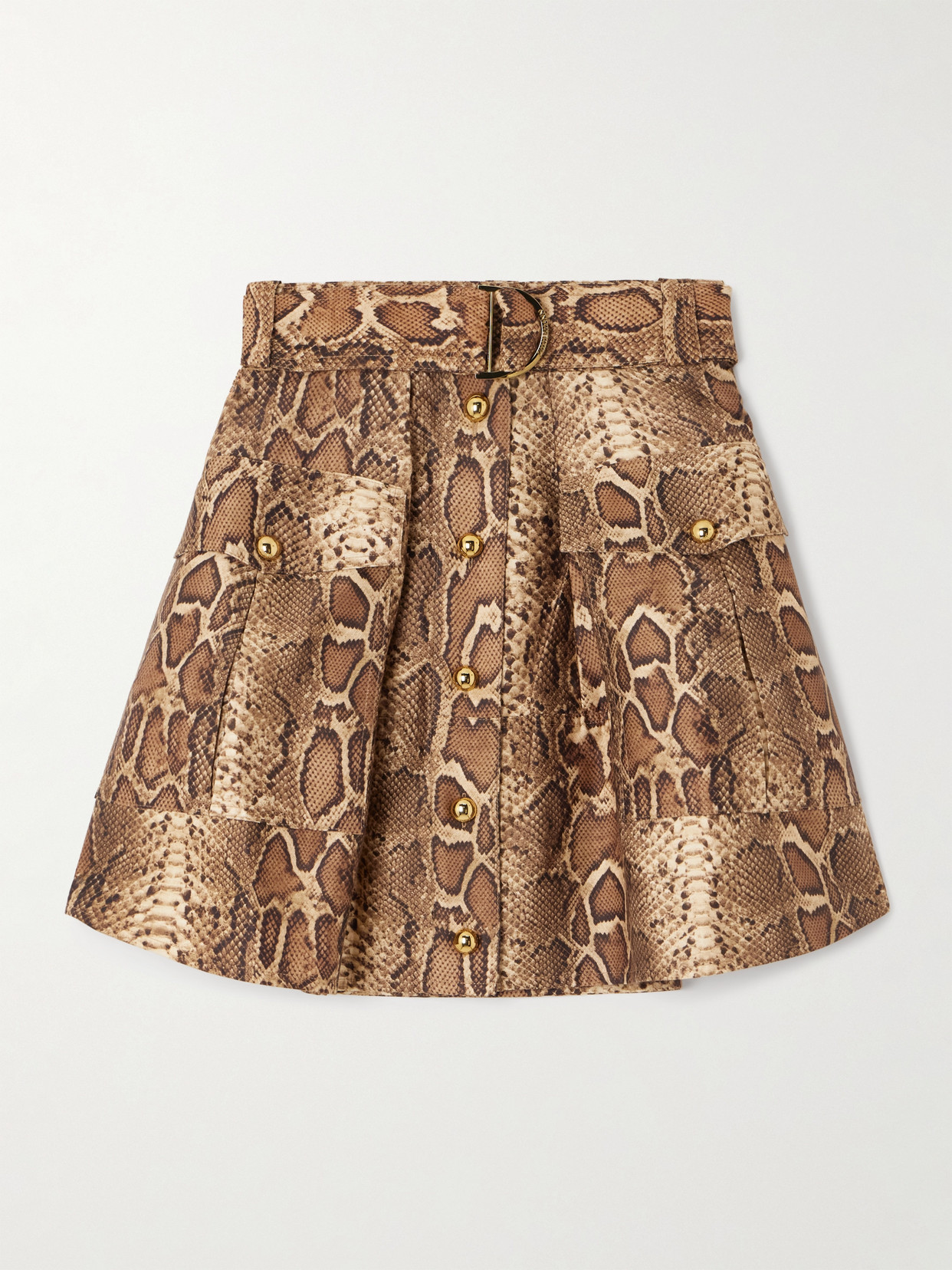 Zimmermann Printed Silk And Cotton-blend Mini Skirt In Neutral