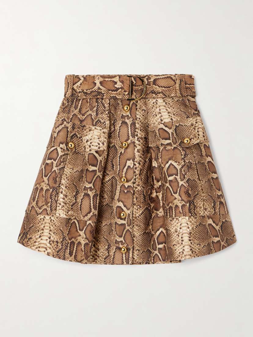 Zimmermann Printed Silk And Cotton-blend Mini Skirt