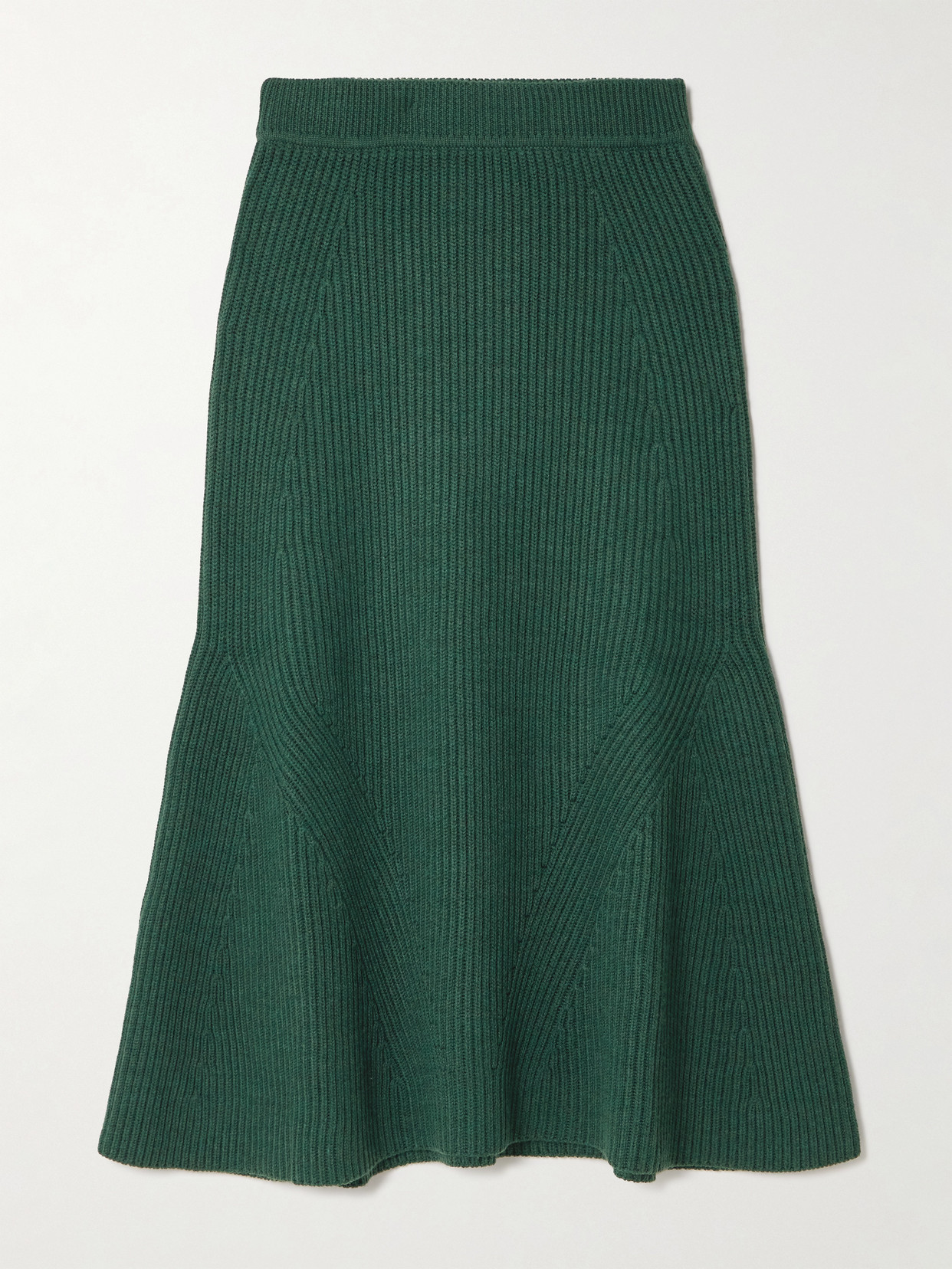 Zimmermann Ribbed Wool Midi Skirt In Green
