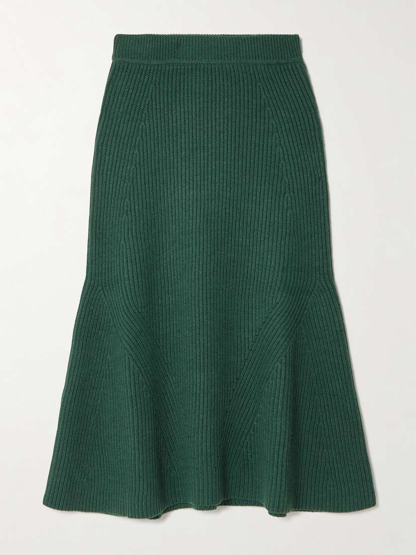 Zimmermann Ribbed Wool Midi Skirt