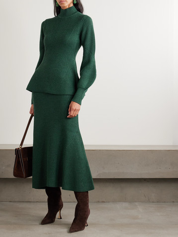 Zimmermann Ribbed wool midi skirt