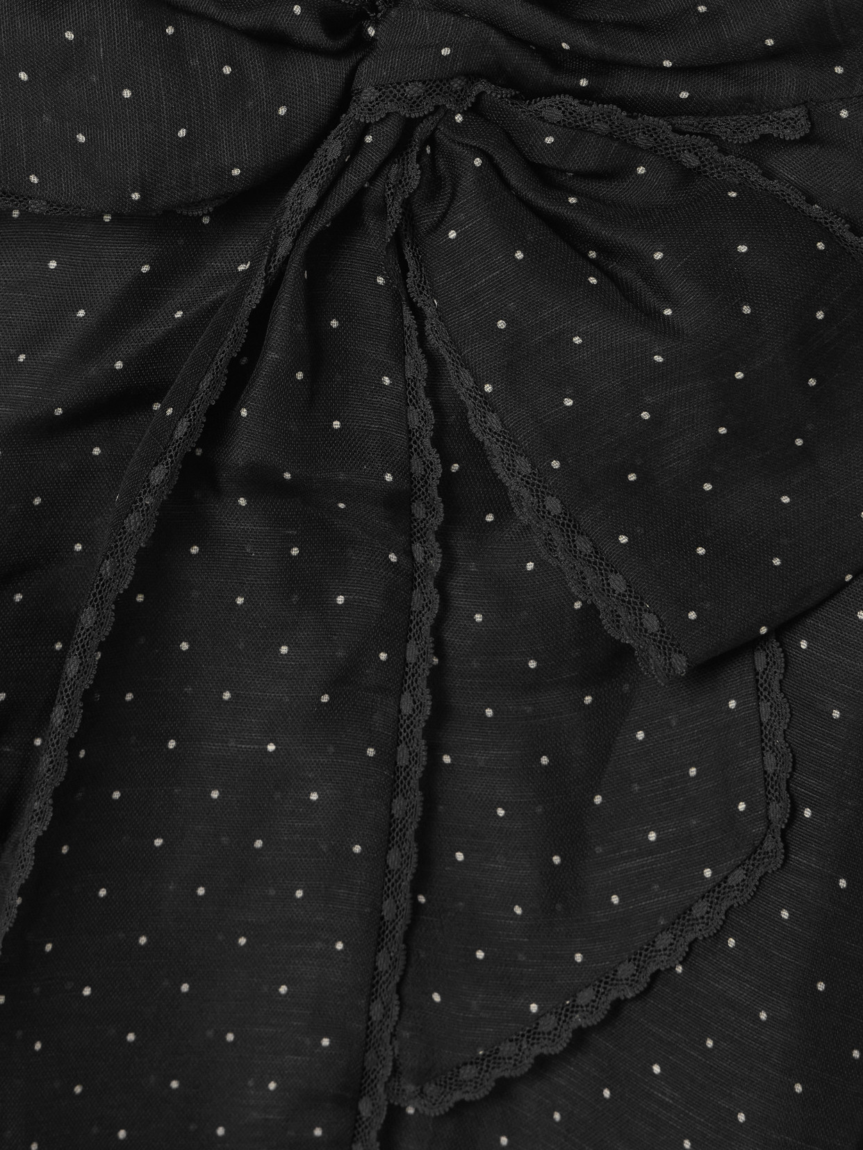 Zimmermann Pussy-bow Lace-trimmed Polka-dot Linen And Silk-blend Organza Mini Dress In Black