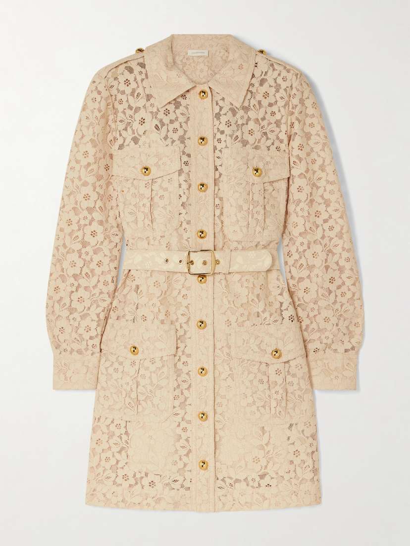 Zimmermann Belted Lace Mini Shirt Dress