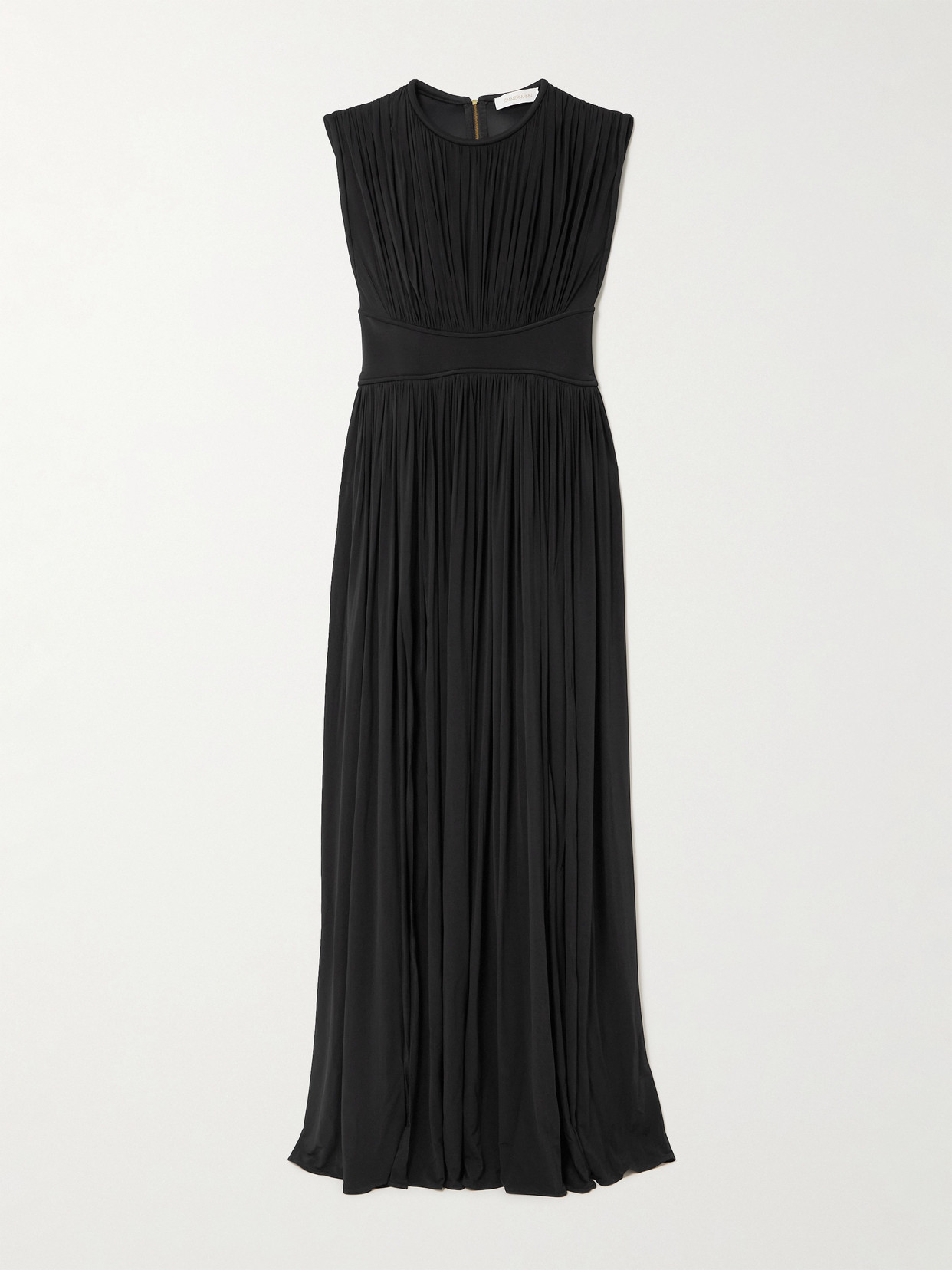 Zimmermann Hypnotic Gathered Paneled Stretch-jersey Maxi Dress In Black