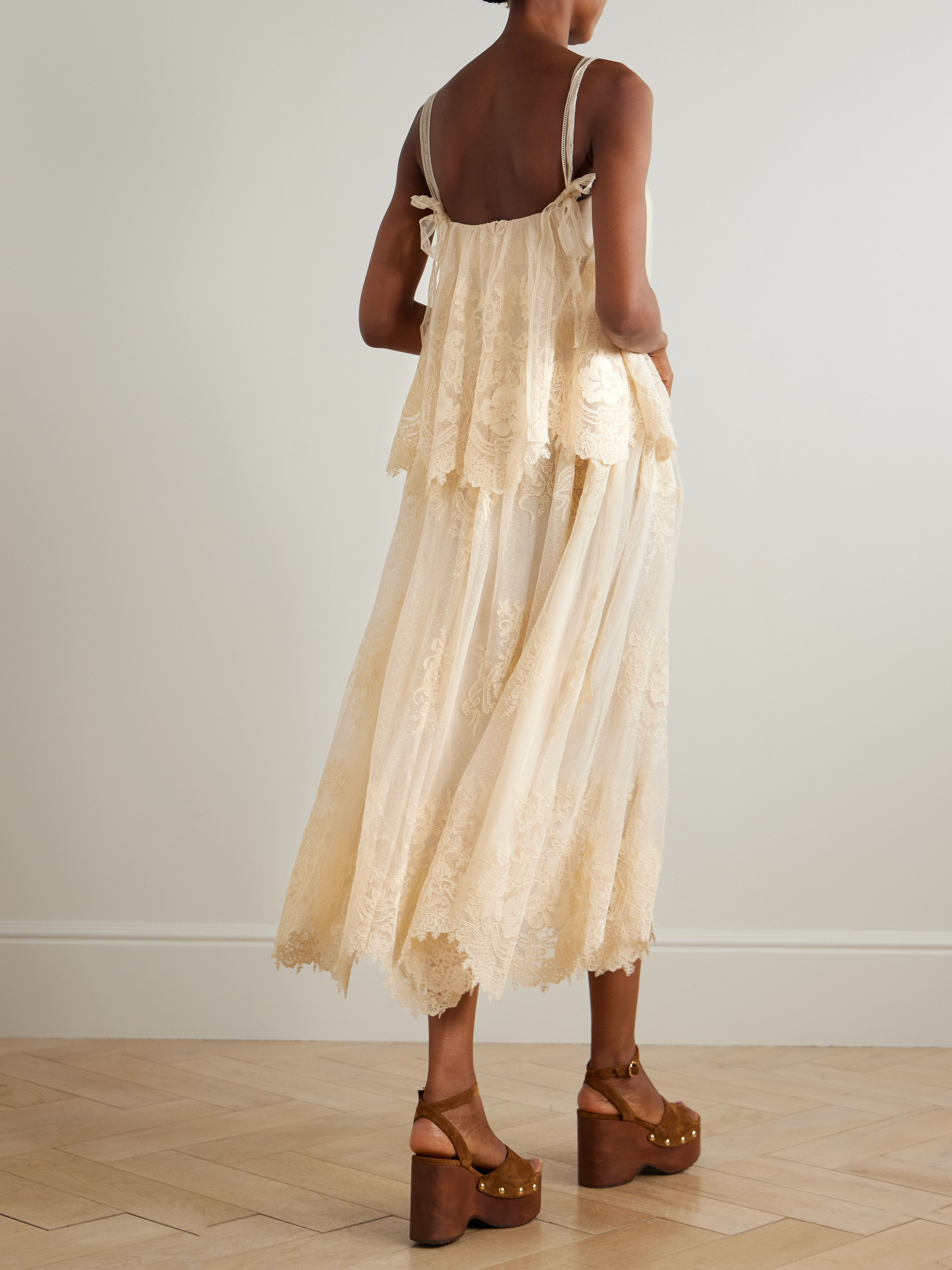 Zimmermann - Tiered lace midi dress | Plush