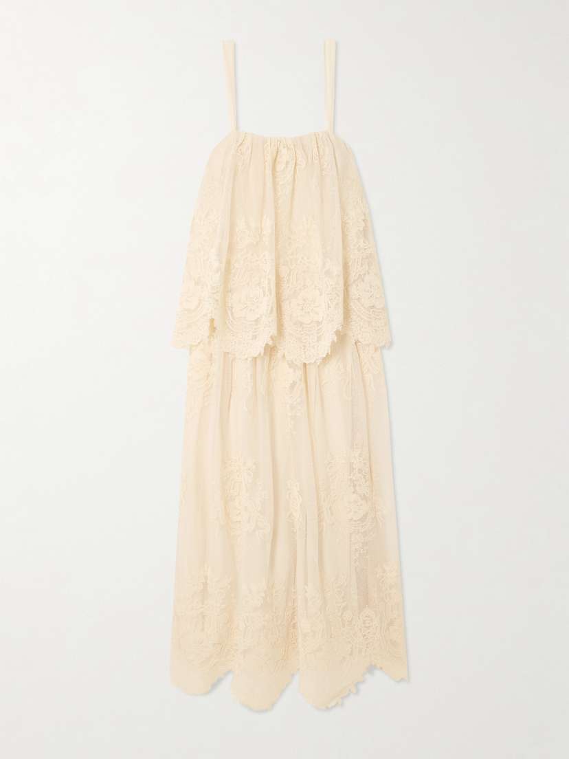 Zimmermann Tiered Lace Midi Dress