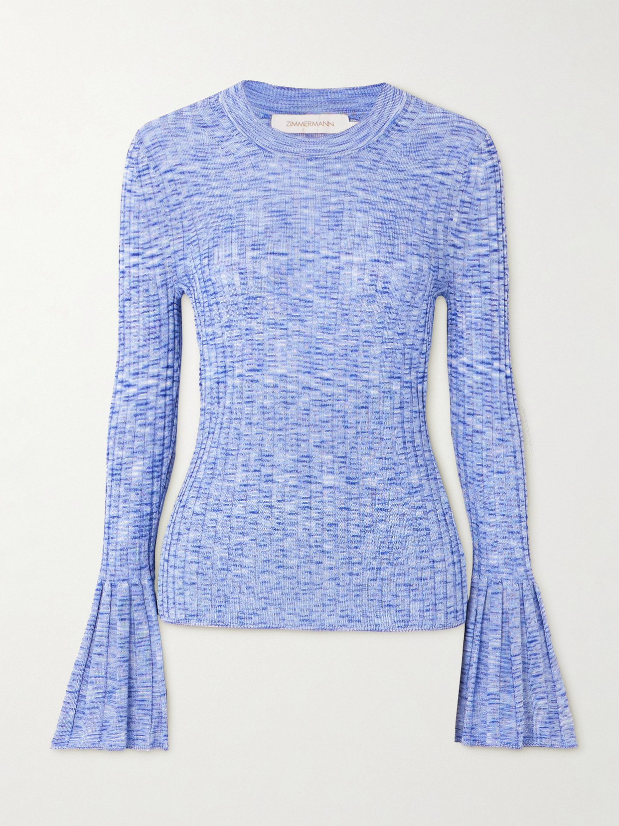 Zimmermann Mouline Ribbed-knit Sweater In Blue