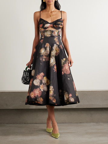 Zimmermann Hypnotic embellished belted cutout linen and silk-blend midi dress