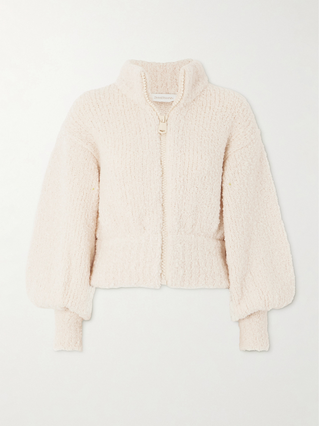 Zimmermann Wool-blend Bouclé-knit Cardigan In White