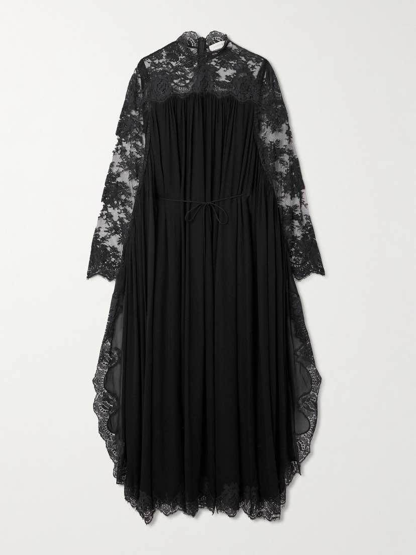 Zimmermann Gathered Lace-trimmed Crepe Midi Dress